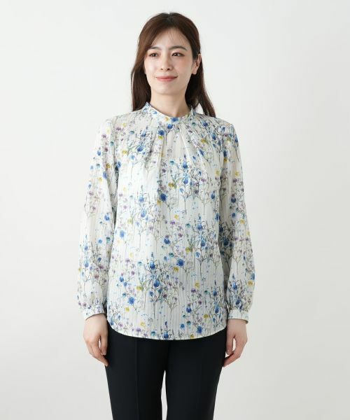 Leilian / レリアン シャツ・ブラウス | プリントバンドカラーブラウス | 詳細4