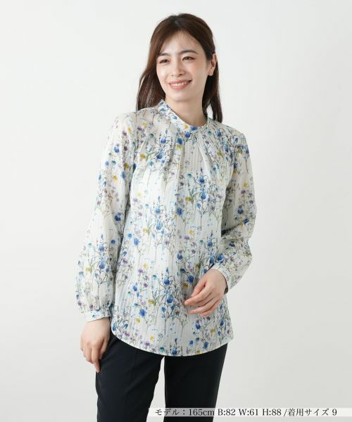 Leilian / レリアン シャツ・ブラウス | プリントバンドカラーブラウス(アイボリー)