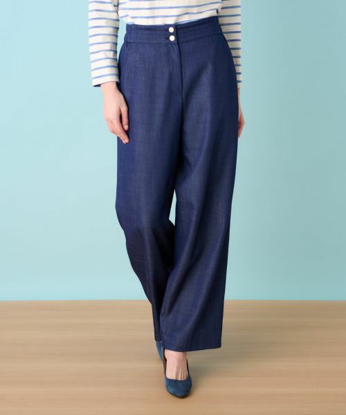 Leilian / レリアン その他パンツ | デニム調ワイドパンツ(ネイビー系)
