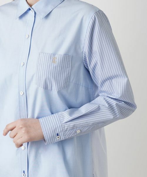 Leilian / レリアン シャツ・ブラウス | ストライプ切替シャツ | 詳細12