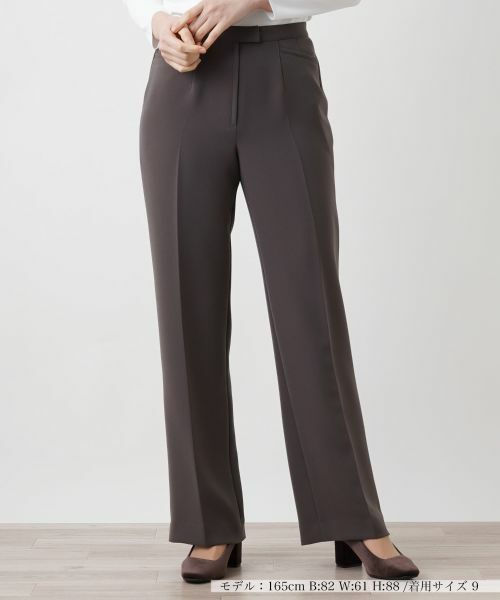 Leilian/レリアン センタープレスパンツ チャコールグレー 13(XL)