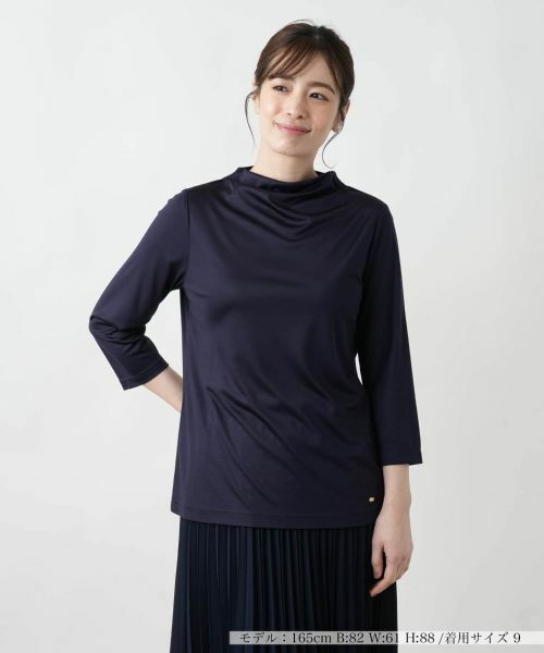 Leilian/レリアン ドレープネックカットソー ネイビー 9(M)