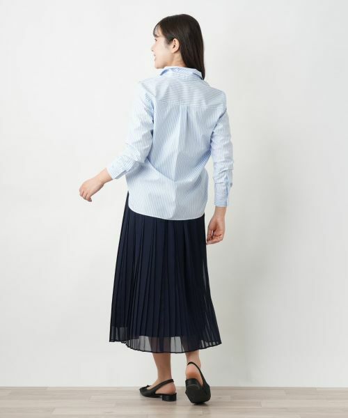 Leilian ストライプシャツ 店舗人気】刺繍ストライプシャツ|レリアン プラスハウス