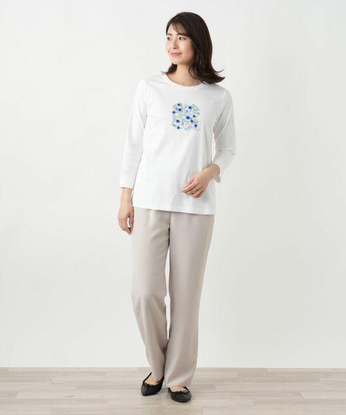 Leilian / レリアン Tシャツ | フラワーモチーフカットソー【Leilian WHITE LABEL】 | 詳細1