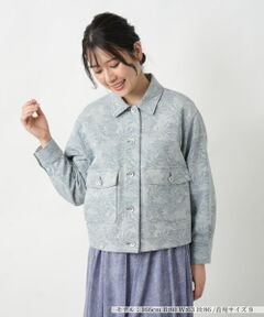 Leilian / レリアン テーラードジャケット | リーフ柄シャツジャケット【Leilian WHITE LABEL】