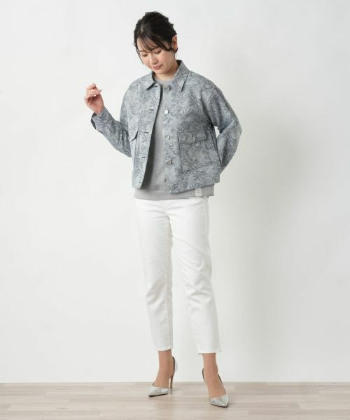 Leilian / レリアン テーラードジャケット | リーフ柄シャツジャケット【Leilian WHITE LABEL】 | 詳細1