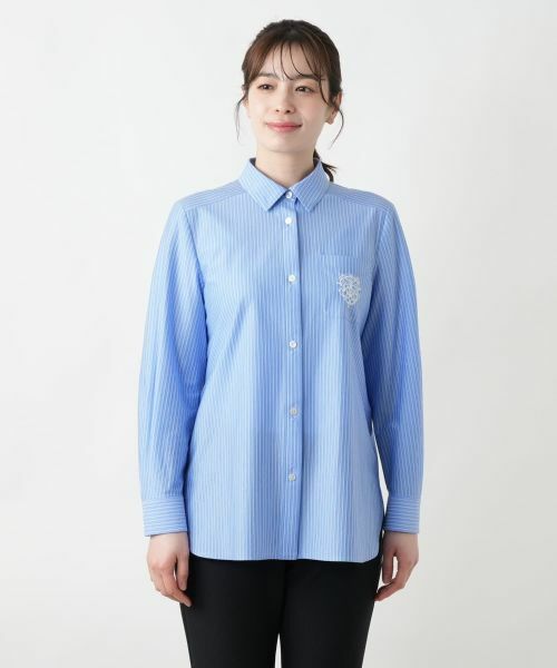 Leilian / レリアン シャツ・ブラウス | 刺繍ストライプシャツ | 詳細7