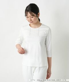 Leilian / レリアン カットソー | レース刺繍七分袖カットソー【Leilian WHITE LABEL】