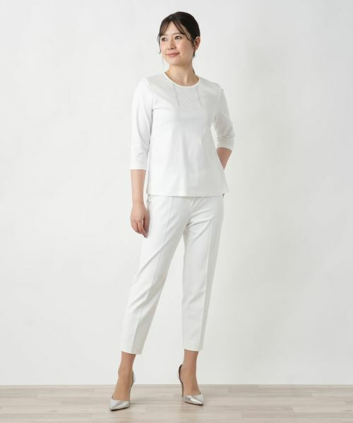 Leilian / レリアン カットソー | レース刺繍七分袖カットソー【Leilian WHITE LABEL】 | 詳細1