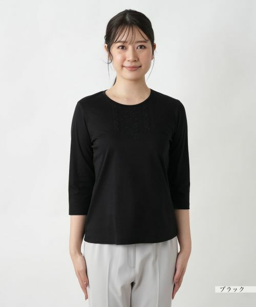 Leilian / レリアン カットソー | レース刺繍七分袖カットソー【Leilian WHITE LABEL】 | 詳細10