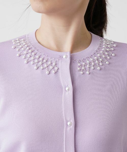 Leilian / レリアン カーディガン・ボレロ | ビジューネックカーディガン | 詳細10