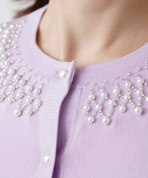 Leilian / レリアン カーディガン・ボレロ | ビジューネックカーディガン | 詳細12