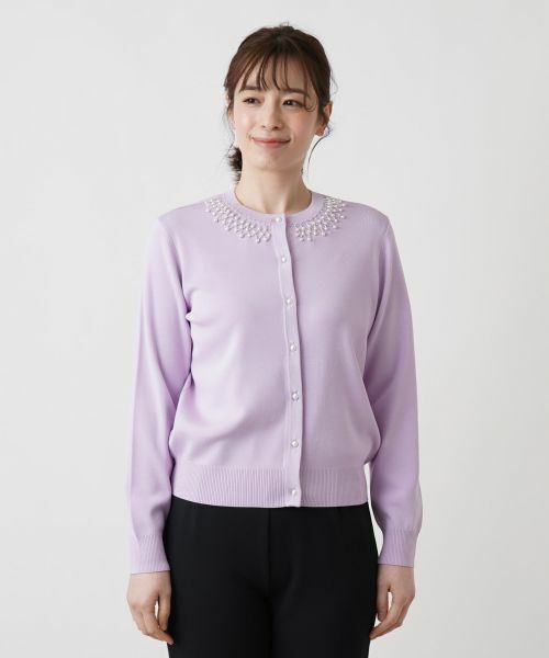 Leilian / レリアン カーディガン・ボレロ | ビジューネックカーディガン | 詳細7