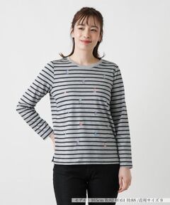 Leilian / レリアン カットソー | 刺繍ボーダーカットソー