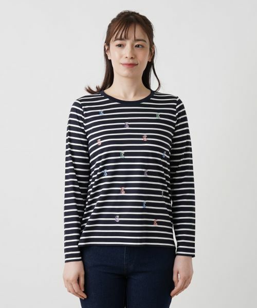 Leilian / レリアン カットソー | 刺繍ボーダーカットソー | 詳細7