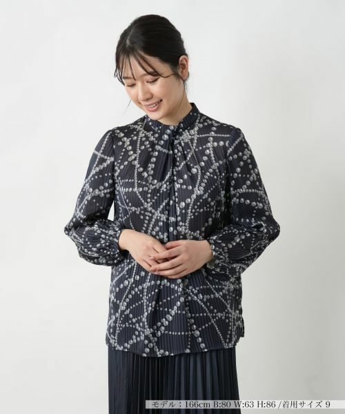 Leilian/レリアン プリントタックブラウス ネイビー 9(M) Leilian/レリアン プリントタックブラウス ネイビー 9(M)