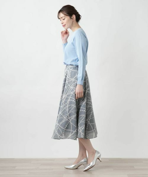 Leilian / レリアン ミニ・ひざ丈スカート | プリントミモレスカート | 詳細2