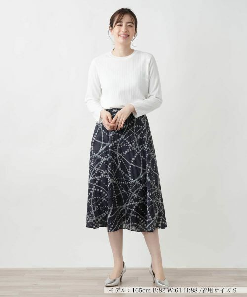 Leilian / レリアン ミニ・ひざ丈スカート | プリントミモレスカート | 詳細4