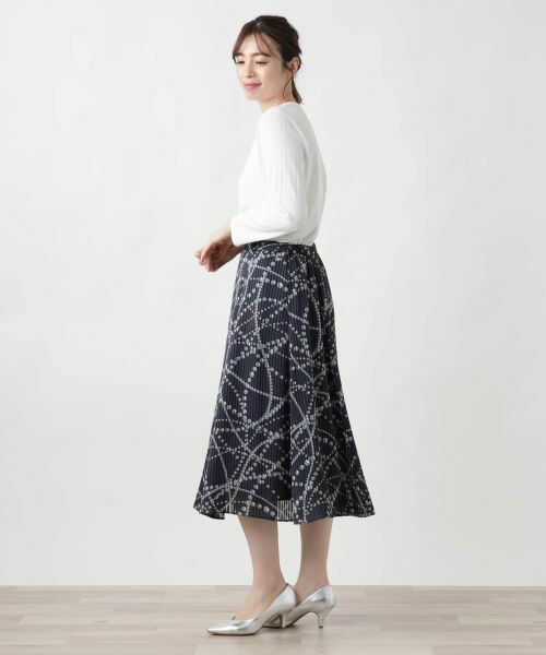 Leilian / レリアン ミニ・ひざ丈スカート | プリントミモレスカート | 詳細5