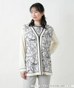 Leilian / レリアン カーディガン・ボレロ | プリントドッキングカーディガン