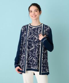 Leilian / レリアン カーディガン・ボレロ | プリントドッキングカーディガン