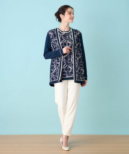 Leilian / レリアン カーディガン・ボレロ | プリントドッキングカーディガン | 詳細1