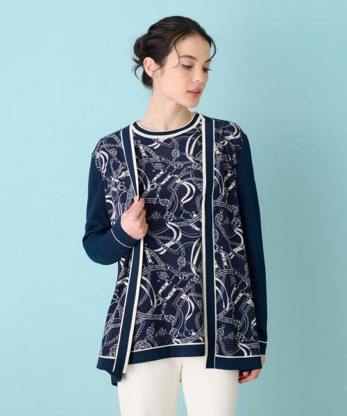 Leilian / レリアン カーディガン・ボレロ | プリントドッキングカーディガン | 詳細13