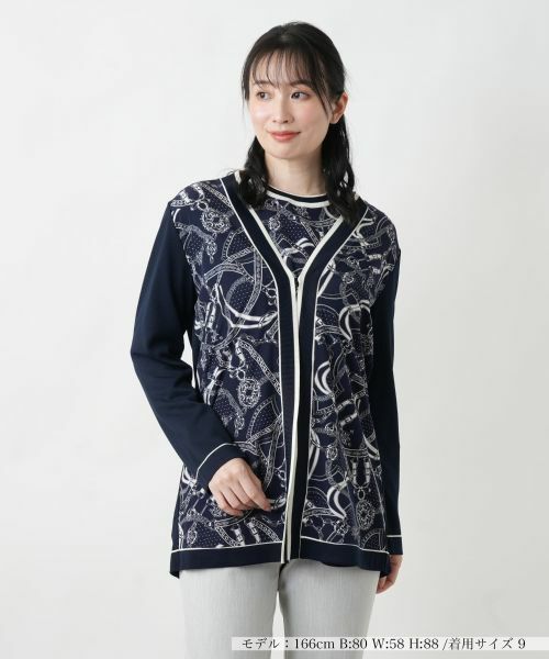Leilian / レリアン カーディガン・ボレロ | プリントドッキングカーディガン | 詳細23