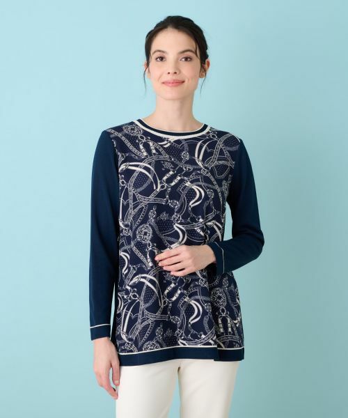 Leilian / レリアン ニット・セーター | プリントドッキングニット | 詳細1