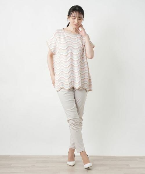 Leilian / レリアン テーラードジャケット | ウェーブボーダーニットベスト【BLUBIANCO】 | 詳細1