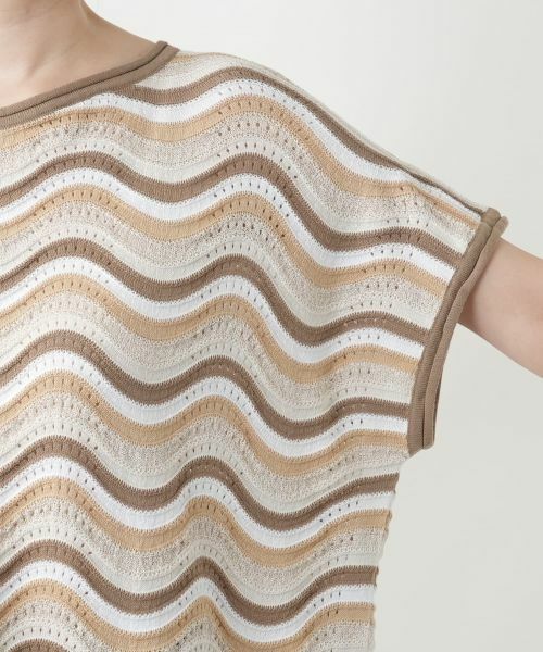 Leilian / レリアン テーラードジャケット | ウェーブボーダーニットベスト【BLUBIANCO】 | 詳細13