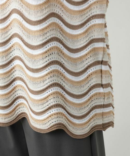 Leilian / レリアン テーラードジャケット | ウェーブボーダーニットベスト【BLUBIANCO】 | 詳細14