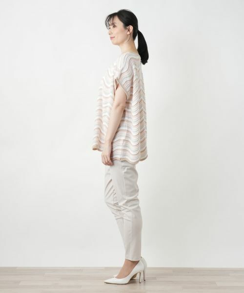 Leilian / レリアン テーラードジャケット | ウェーブボーダーニットベスト【BLUBIANCO】 | 詳細2