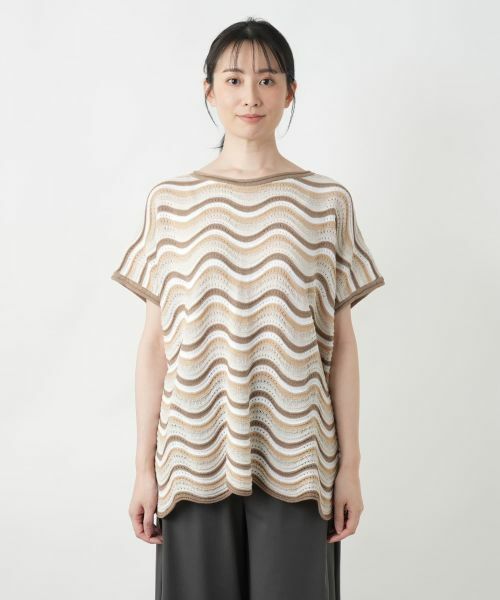 Leilian / レリアン テーラードジャケット | ウェーブボーダーニットベスト【BLUBIANCO】 | 詳細7