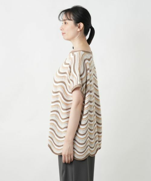 Leilian / レリアン テーラードジャケット | ウェーブボーダーニットベスト【BLUBIANCO】 | 詳細8