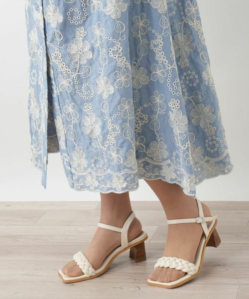 Leilian / レリアン ドレス | カットワーク刺繍フレアワンピース-BLUBIANCO | 詳細11