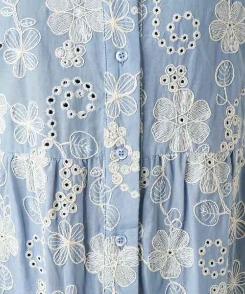 Leilian / レリアン ドレス | カットワーク刺繍フレアワンピース-BLUBIANCO | 詳細12