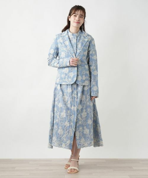 Leilian / レリアン テーラードジャケット | カットワーク刺繍ジャケット-BLUBIANCO | 詳細1