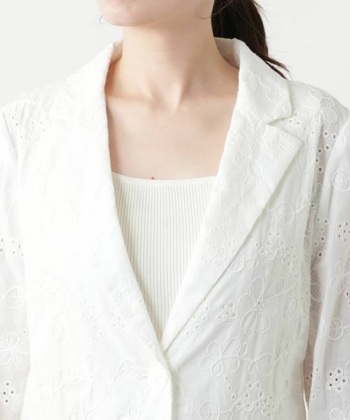 Leilian / レリアン テーラードジャケット | カットワーク刺繍ジャケット-BLUBIANCO | 詳細10