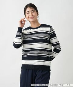 Leilian / レリアン ニット・セーター | マルチボーダークルーネックニット
