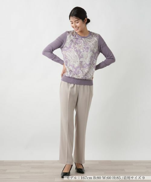 Leilian / レリアン ニット・セーター | ペイズリー柄切替クルーネックニット【ROCHAS Premiere】 | 詳細1