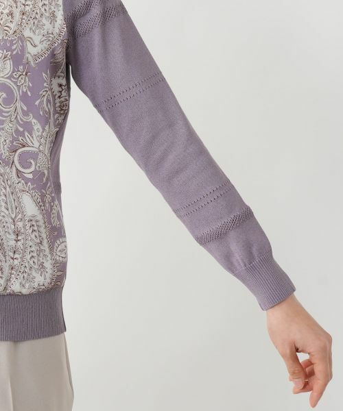 Leilian / レリアン ニット・セーター | ペイズリー柄切替クルーネックニット【ROCHAS Premiere】 | 詳細10