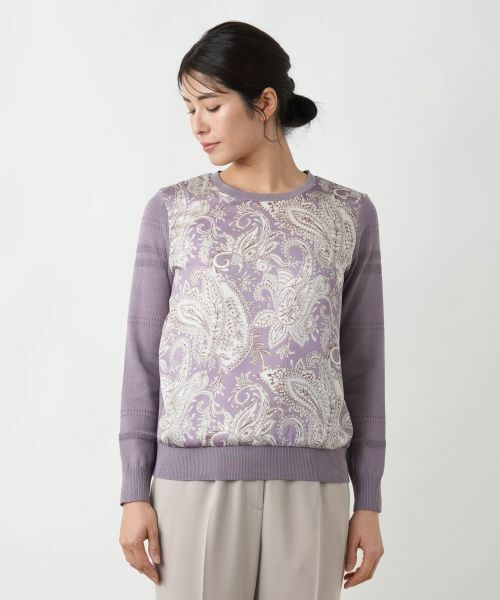 Leilian / レリアン ニット・セーター | ペイズリー柄切替クルーネックニット【ROCHAS Premiere】 | 詳細4