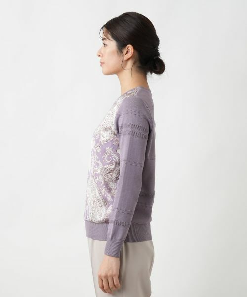 Leilian / レリアン ニット・セーター | ペイズリー柄切替クルーネックニット【ROCHAS Premiere】 | 詳細5