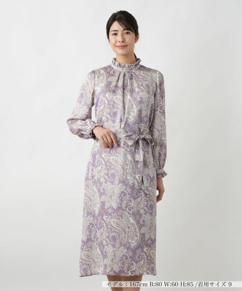 Leilian / レリアン ドレス | ペイズリー柄フリルワンピース(ラベンダー)