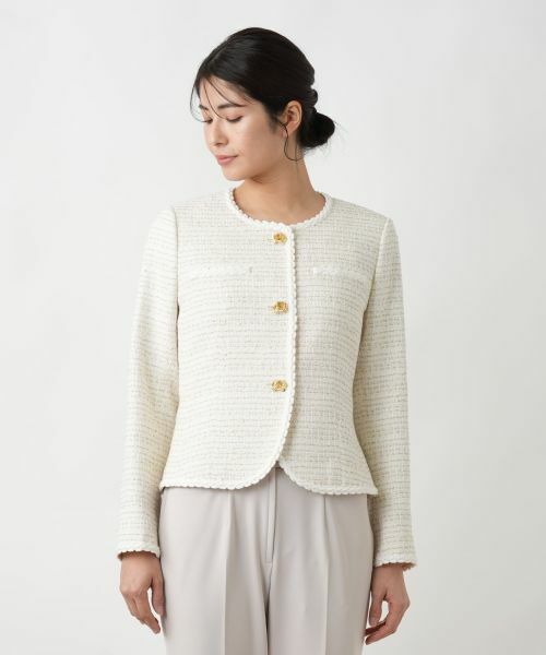 Leilian / レリアン テーラードジャケット | ツイードノーカラージャケット | 詳細4