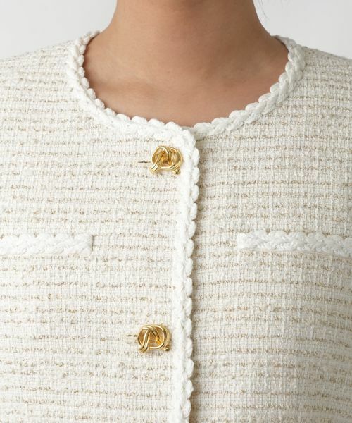 Leilian / レリアン テーラードジャケット | ツイードノーカラージャケット | 詳細7