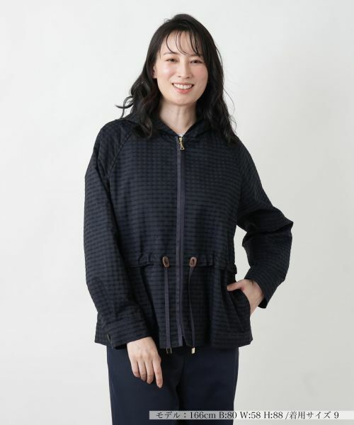 Leilian / レリアン その他アウター | フード付きブルゾン（ネイビー）