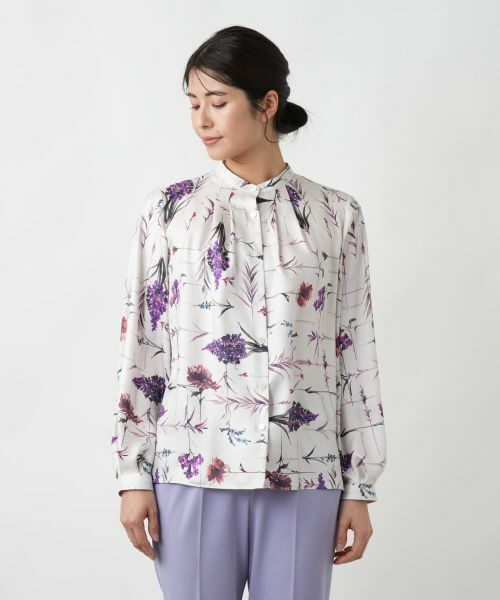 Leilian / レリアン シャツ・ブラウス | プリントバンドカラーブラウス【ROCHAS Premiere】 | 詳細4