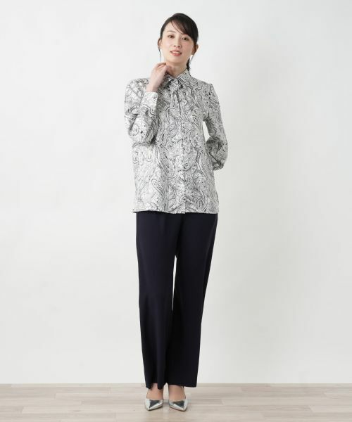 【新品】定価47,300円　レリアン　花柄ボウタイブラウス　ネイビー　13号 ボタニカル柄チュニックブラウス|レリアン | レリアン公式